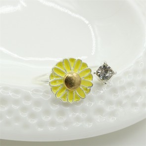 Korean Style Jewelry Small Fresh Diamond Paved Daisy Flower Ring