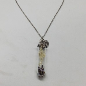 Handmade DIY Jewelry Lavender In Glass Pendant Wishing Drift Bottles Necklace