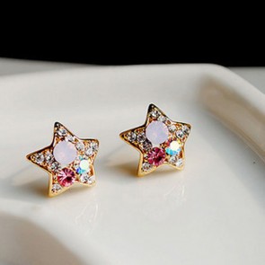 Colorful Diamond Earrings Five-pointed Star Korean Cute Special Wholesale Earrings