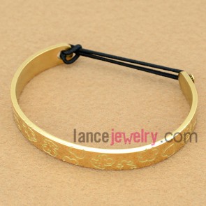 Stainless Steel Golden Bangle with Rope