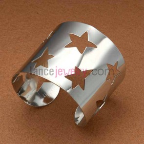 Trendy star pattern iron cuff bangle