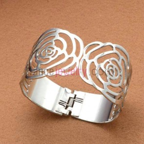 Fashion rose hollow craft iron cuff bangle