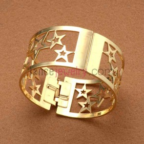 Gold plated star hollow craft iron cuff bangle