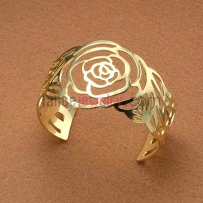 Unique rose hollow craft iron cuff bangle 
