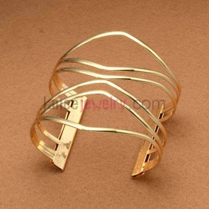 Fashion gold plated hand made iron cuff bangle