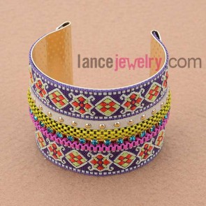 Trendy cord with pattern,metal chain and rhinestone beads decoration
