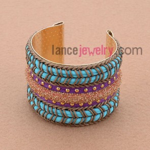 Nice cord and sequins deocrated iron bangle