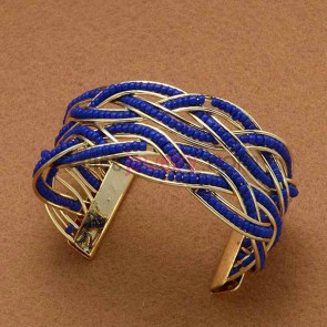 Elegant seed bead ornate iron cuff bangle