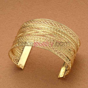 Gold plated twist ornate iron cuff bangle