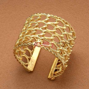 Gold color chain ornate iron cuff bangle