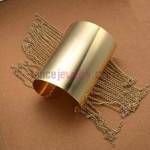 Unique chain ornate gold plated iron cuff bangle