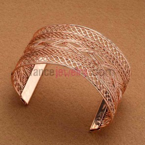 Fashion rose gold plated  twist ornate iron cuff bangle