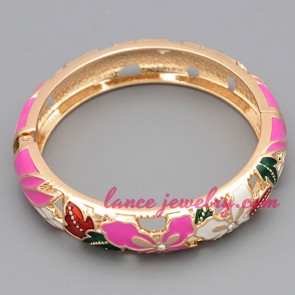 Hot rose color decoration alloy bangle 