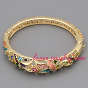 Beautiful alloy bangle with mix color rhinestone beads decoration