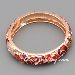 Gorgeous red color enamel decoration alloy bangle