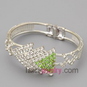 Sweet bracelet with silver zinc alloy decorate shiny rhinestone with christmas trees model