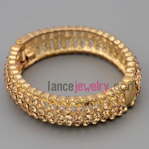 Simple bracelet with gold zinc alloy decorate shiny rhinestone