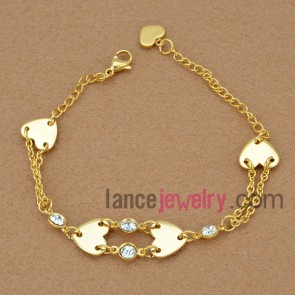 Stainless Steel Golden Bracelets with Rhinestone