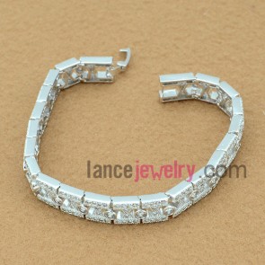 Pure bracelet with copper alloy decorated many transparent cubic zirconia 