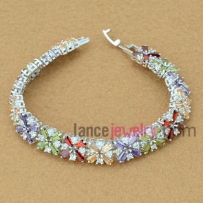 Delicate bracelet with mix color zirconia beads