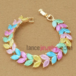 Elegant bracelet with colorful zirconia beads decorated