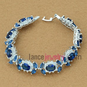Elegant blue color zirconia beads deocrated bracelet