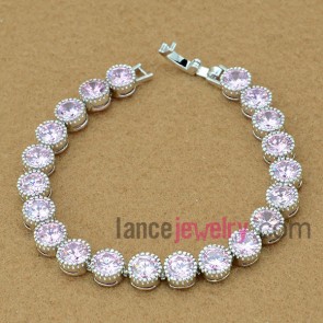 Romantic violet color zirconia beads deocrated bracelet