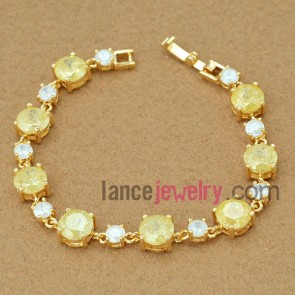 Nice yellow and white color zirconia decorated bracelet