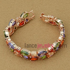 Classic bracelet with color zirconia beads decoration