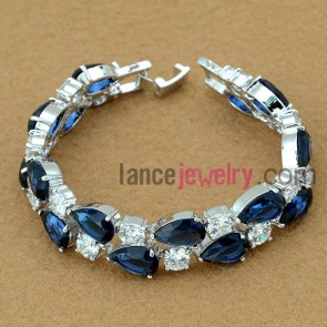 Elegant blue color zirconia decorated bracelet
