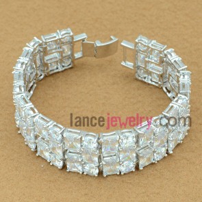 Nice white color zirconia beads metal bracelet