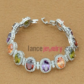 Fashion metal bracelet with colorful beads