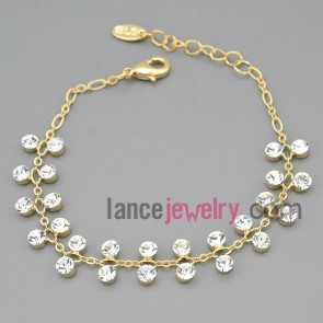 Glittering small rhinestone chain link bracelet