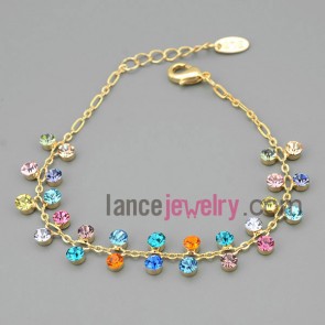 Colorful rhinestone chain link bracelet