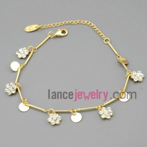 Lovely flower alloy chain link bracelet