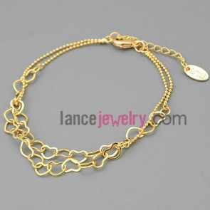 Combined heart-shaped chain link bracelet