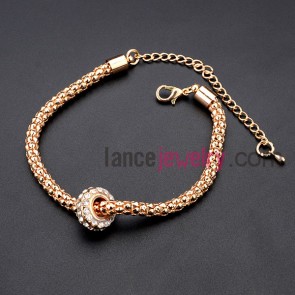 Fashion golden color plating bracelet with rhinestone beads