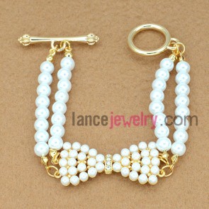 Lovely rhinestone bowknot chain link bracelet