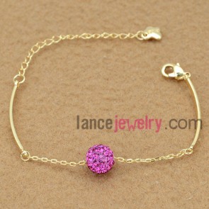 Lovely alloy chain link bracelet with a small ball decoration