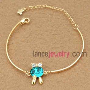 Exquisite blue crystal decoration chain link bracelet