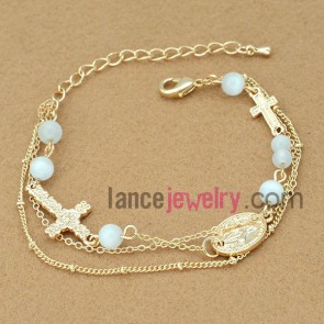 Holy cross alloy chain link bracelet