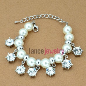Sparking rhinestone decoration beads chain link bracelet