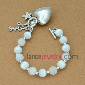 Lovely glass beads chain link bracelet decorated with a little star