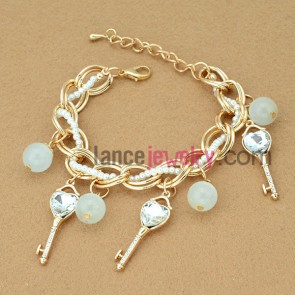 Special crystal & glass beads decoration chain link bracelet
