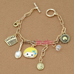 Cute little daisy decoration alloy chain link bracelet