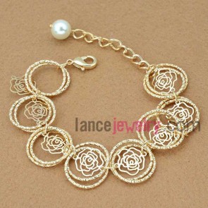 Special engraving flower decoration chain link bracelet