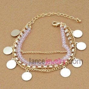 Elegant beading & sequins decoration chain link bracelet