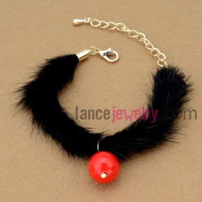 Special red bead decoration chain link bracelet