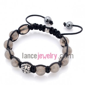 Trendy rhinestone & acrylic bead shamballa bracelet