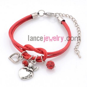 Lovely angel & sweet heart decorated wrap bracelet